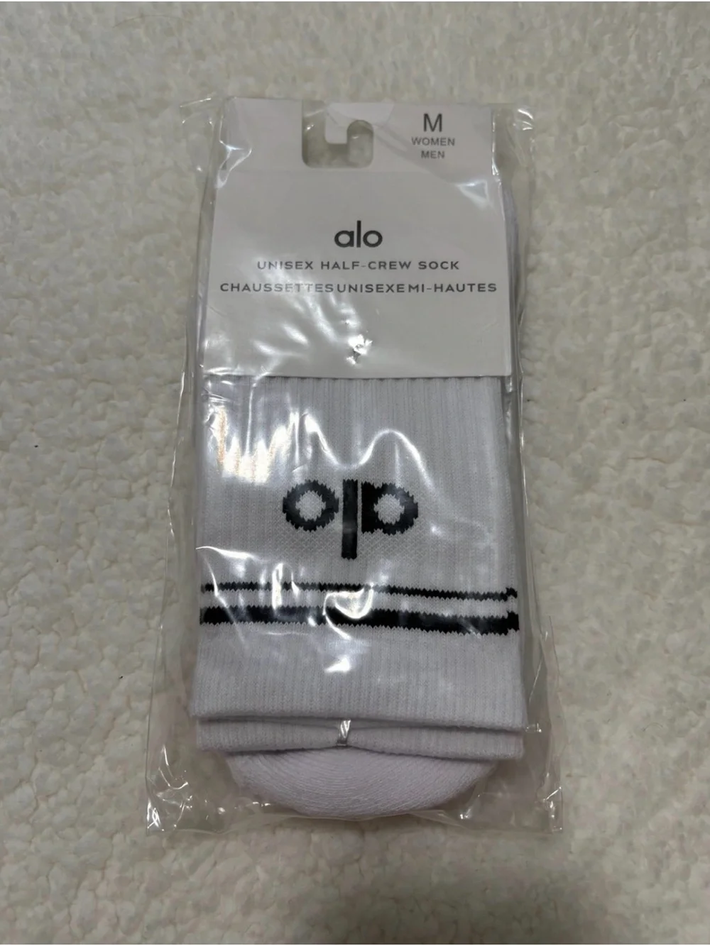 ALO Yoga Unisex Half-Crew Socks in Pink, Black, White - 3-Pack